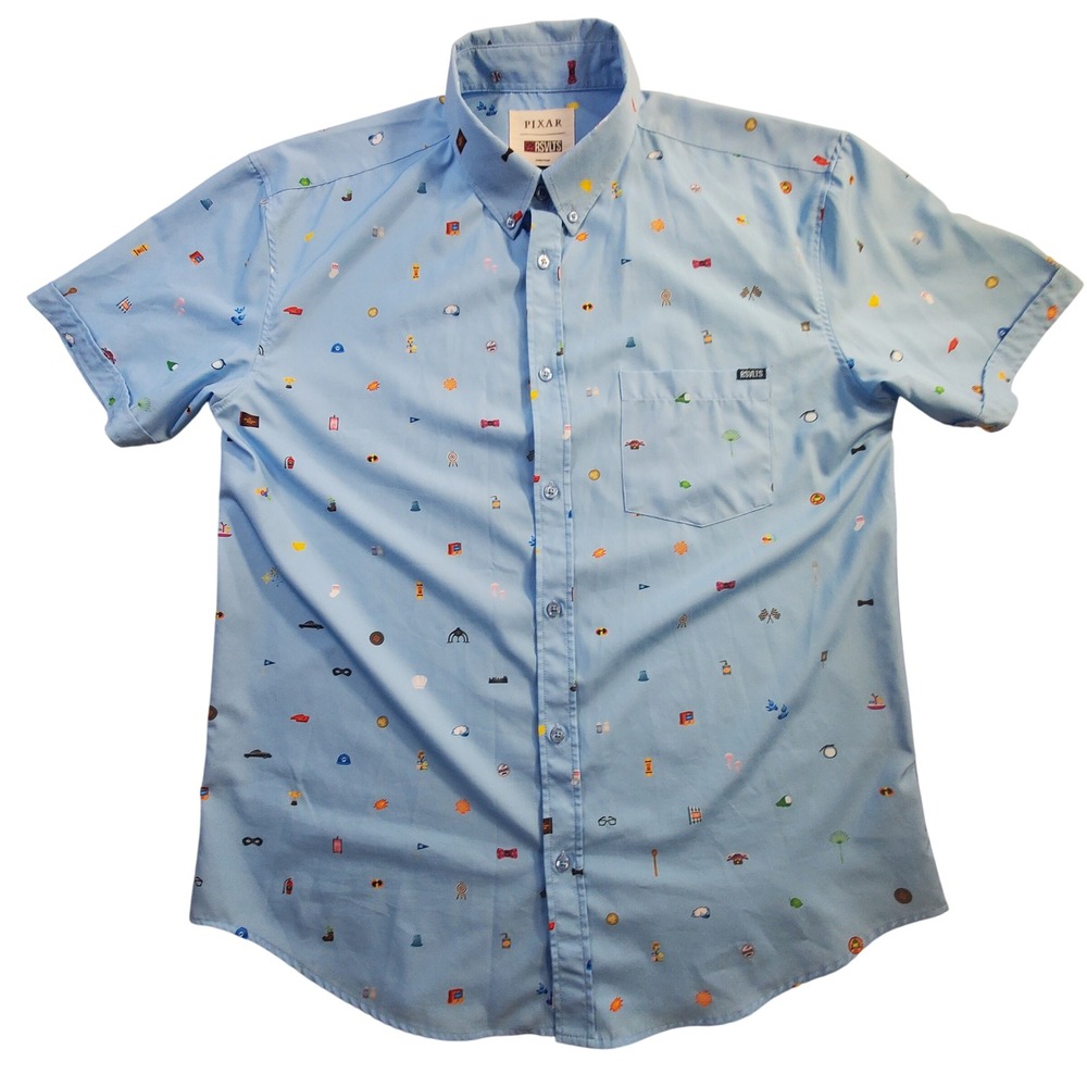 RSVLTS Disney Shirt Mens XL Blue Pixar Fest lil Ventures Short Sleeve Button Up